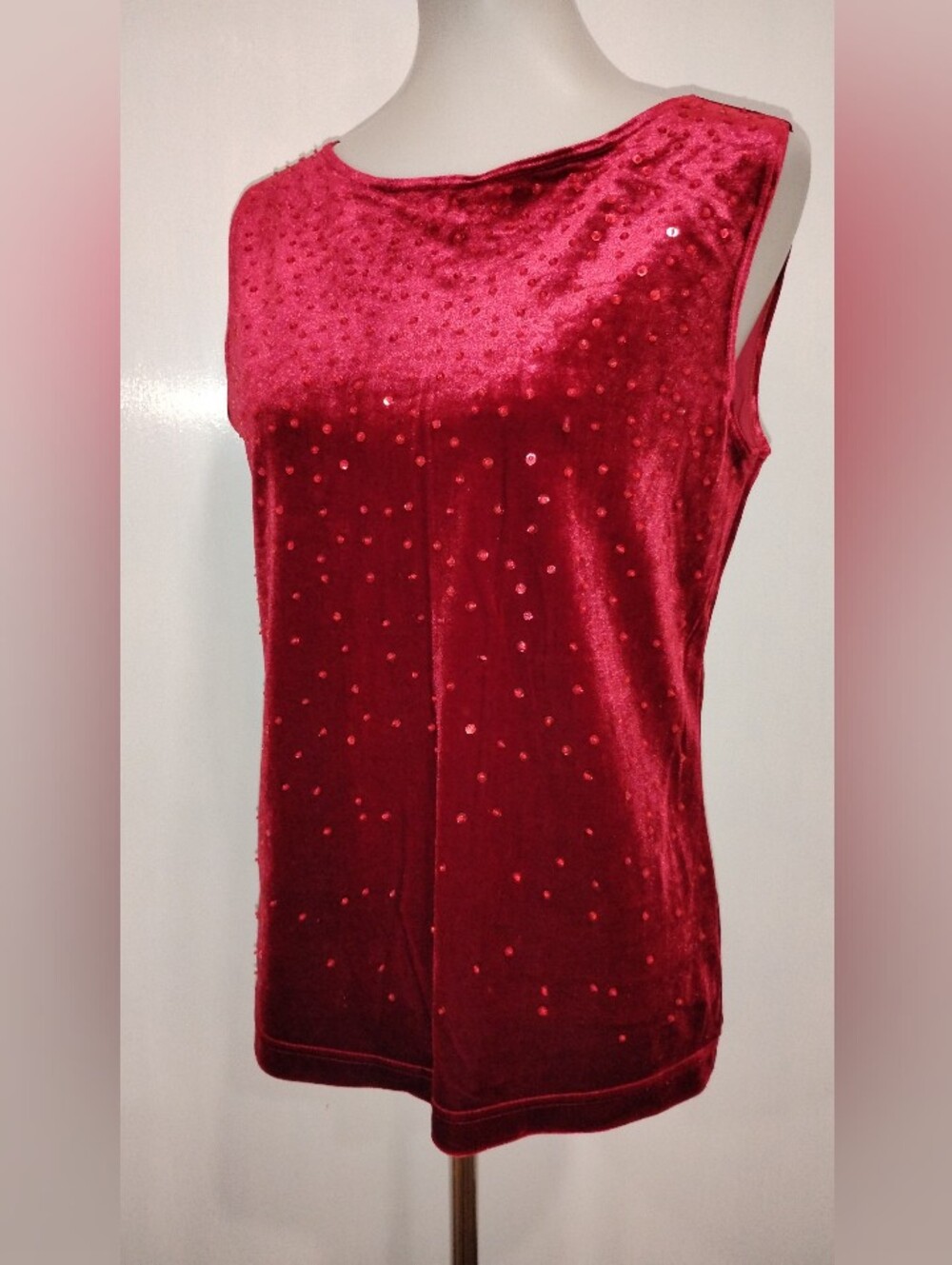 CAROLE LITTLE RUBY SEQUINED VELOUR TOP